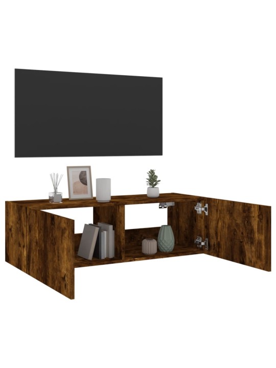 Nástěnná TV skříňka s LED osvětlením kouřový dub 100x35x31 cm