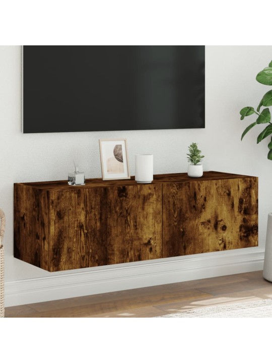 Nástěnná TV skříňka s LED osvětlením kouřový dub 100x35x31 cm