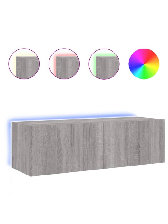 Nástěnná TV skříňka s LED osvětlením šedá sonoma 100x35x31 cm