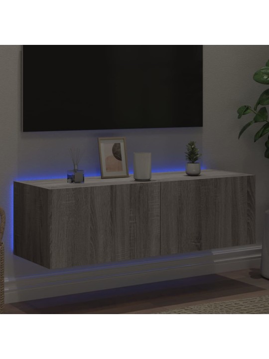 Nástěnná TV skříňka s LED osvětlením šedá sonoma 100x35x31 cm
