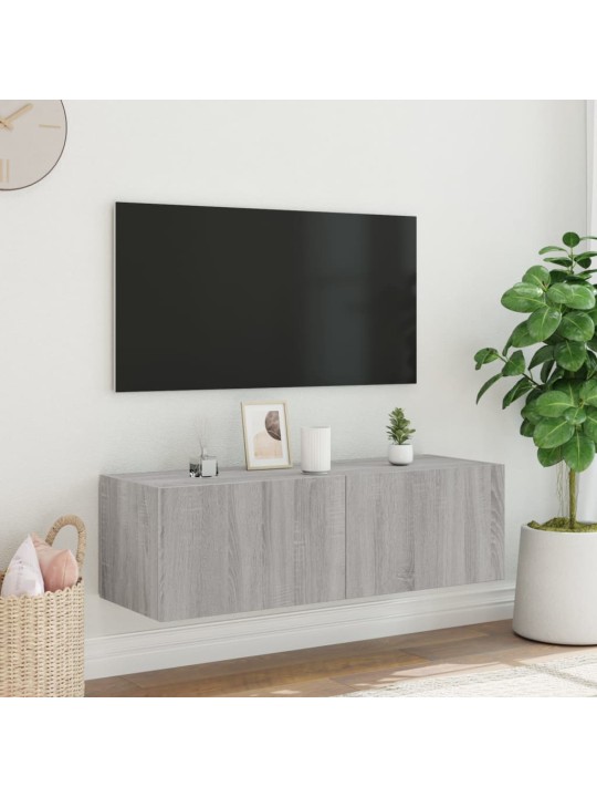 Nástěnná TV skříňka s LED osvětlením šedá sonoma 100x35x31 cm