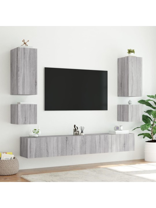 Nástěnná TV skříňka s LED osvětlením šedá sonoma 100x35x31 cm