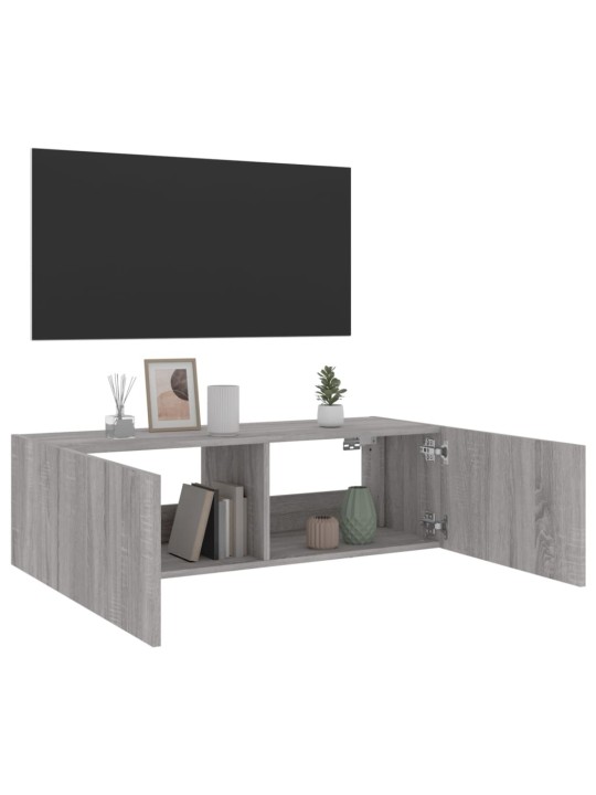 Nástěnná TV skříňka s LED osvětlením šedá sonoma 100x35x31 cm