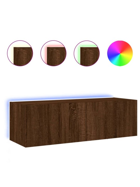 Nástěnná TV skříňka s LED osvětlením hnědý dub 100 x 35 x 31 cm