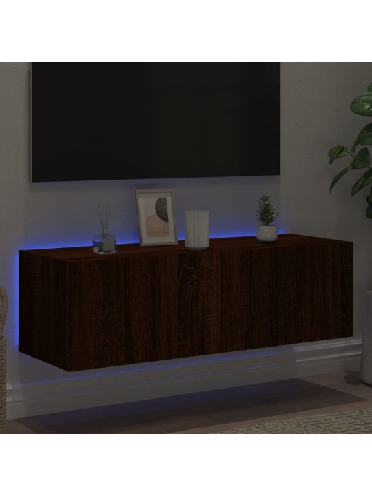 Nástěnná TV skříňka s LED osvětlením hnědý dub 100 x 35 x 31 cm