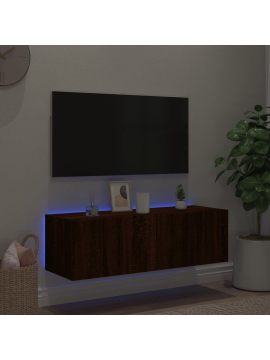 Nástěnná TV skříňka s LED osvětlením hnědý dub 100 x 35 x 31 cm