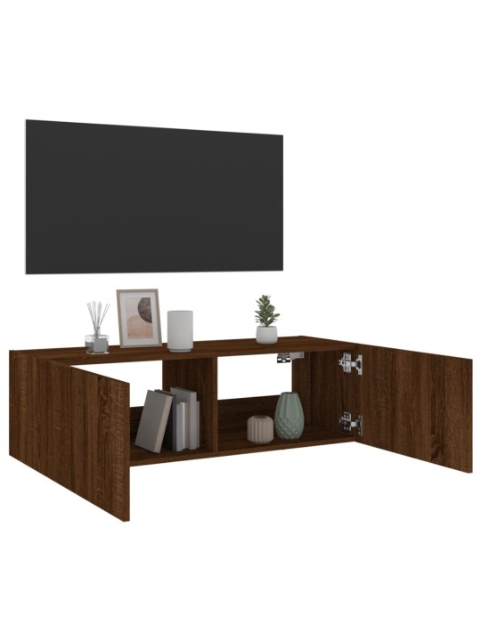 Nástěnná TV skříňka s LED osvětlením hnědý dub 100 x 35 x 31 cm