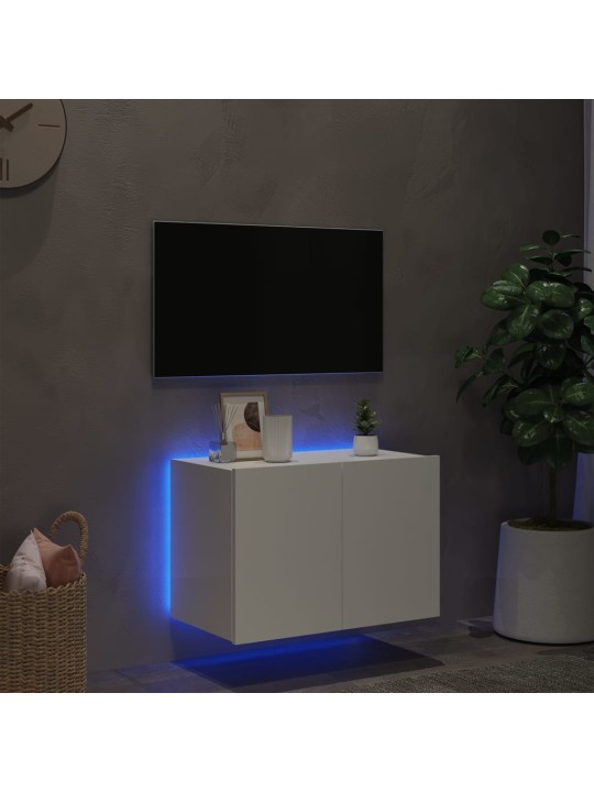 Nástěnná TV skříňka s LED osvětlením bílá 60 x 35 x 41 cm