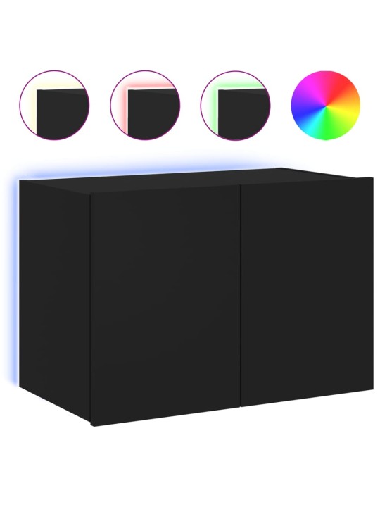 Nástěnná TV skříňka s LED osvětlením černá 60 x 35 x 41 cm