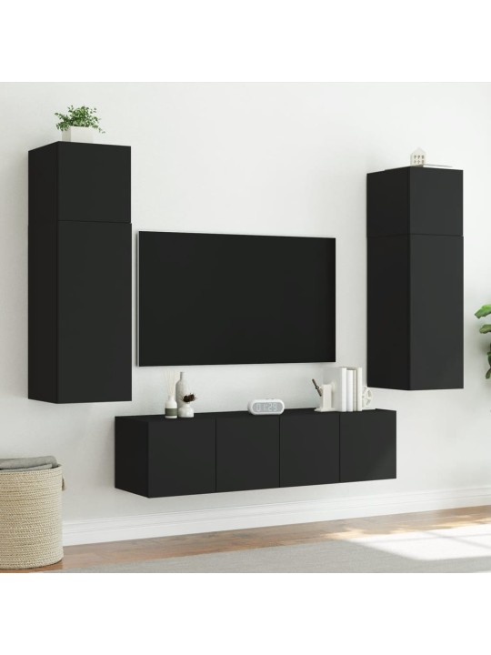 Nástěnná TV skříňka s LED osvětlením černá 60 x 35 x 41 cm