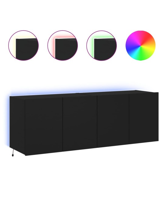 Nástěnné TV skříňky s LED osvětlením 2 ks černé 60 x 35 x 41 cm
