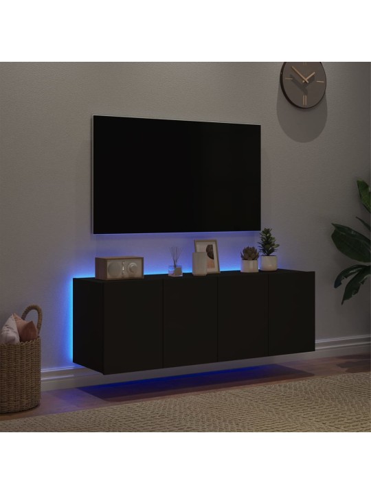 Nástěnné TV skříňky s LED osvětlením 2 ks černé 60 x 35 x 41 cm