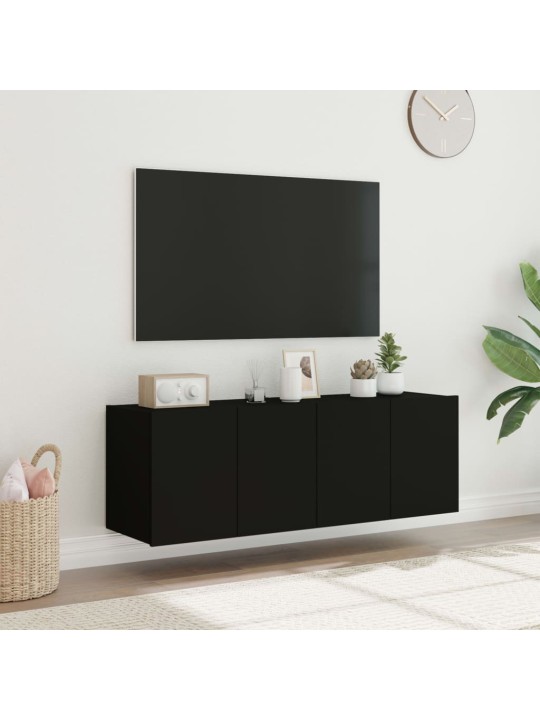 Nástěnné TV skříňky s LED osvětlením 2 ks černé 60 x 35 x 41 cm