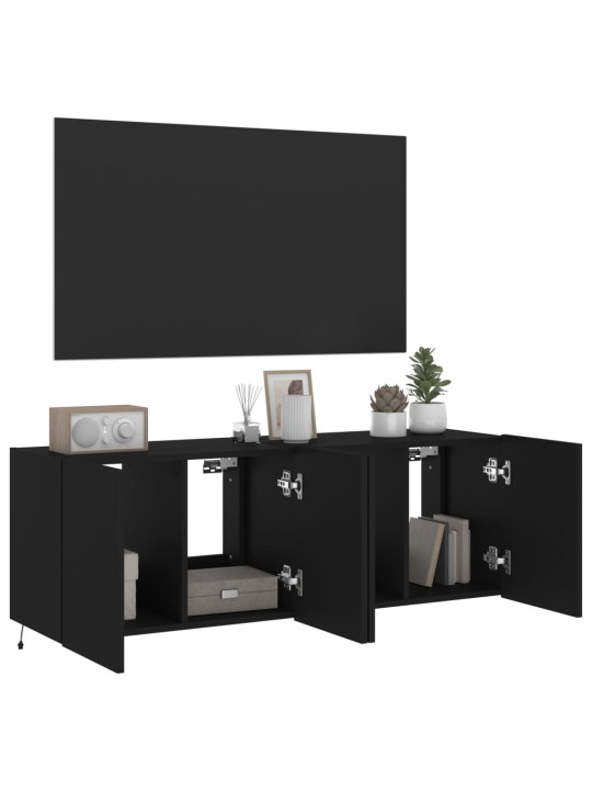 Nástěnné TV skříňky s LED osvětlením 2 ks černé 60 x 35 x 41 cm