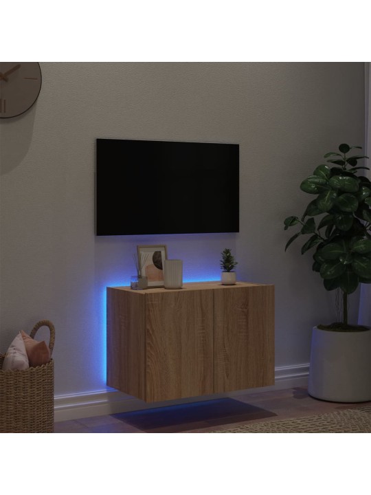 Nástěnná TV skříňka s LED osvětlením dub sonoma 60 x 35 x 41 cm
