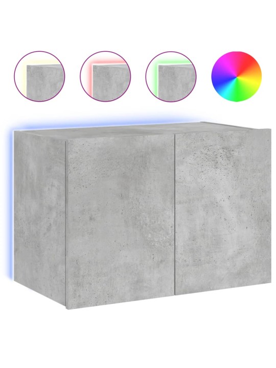 Nástěnná TV skříňka s LED osvětlením betonově šedá 60x35x41 cm