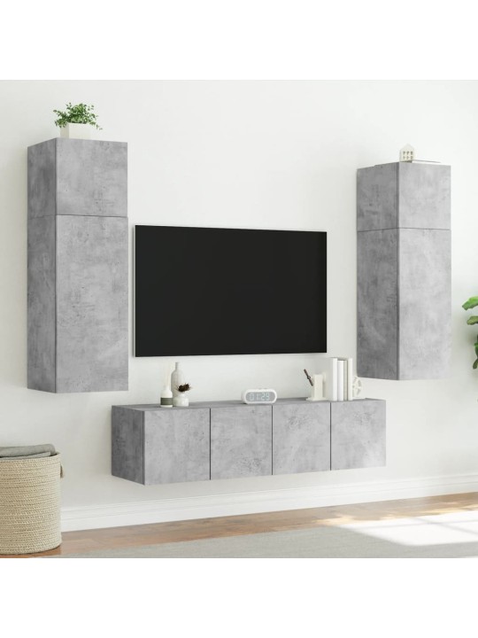Nástěnná TV skříňka s LED osvětlením betonově šedá 60x35x41 cm