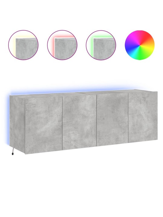 Nástěnné TV skříňky s LED 2 ks betonově šedé 60 x 35 x 41 cm
