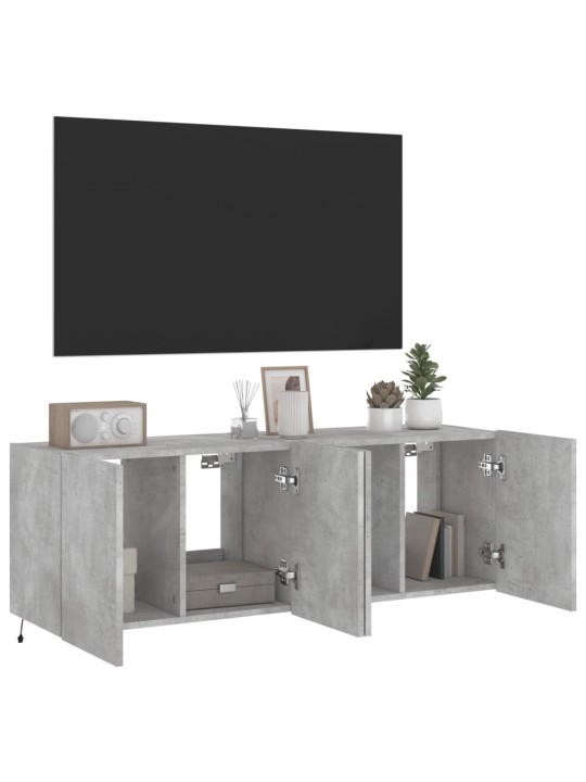Nástěnné TV skříňky s LED 2 ks betonově šedé 60 x 35 x 41 cm