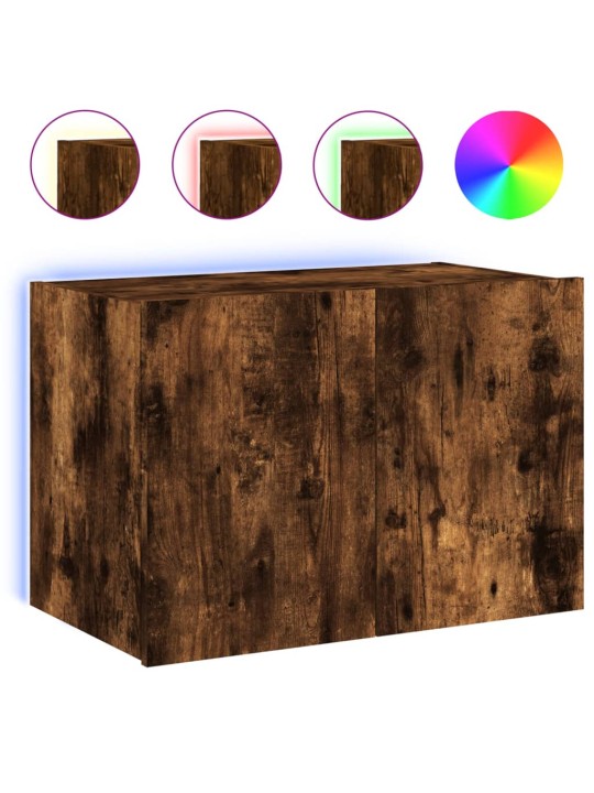 Nástěnná TV skříňka s LED osvětlením kouřový dub 60x35x41 cm
