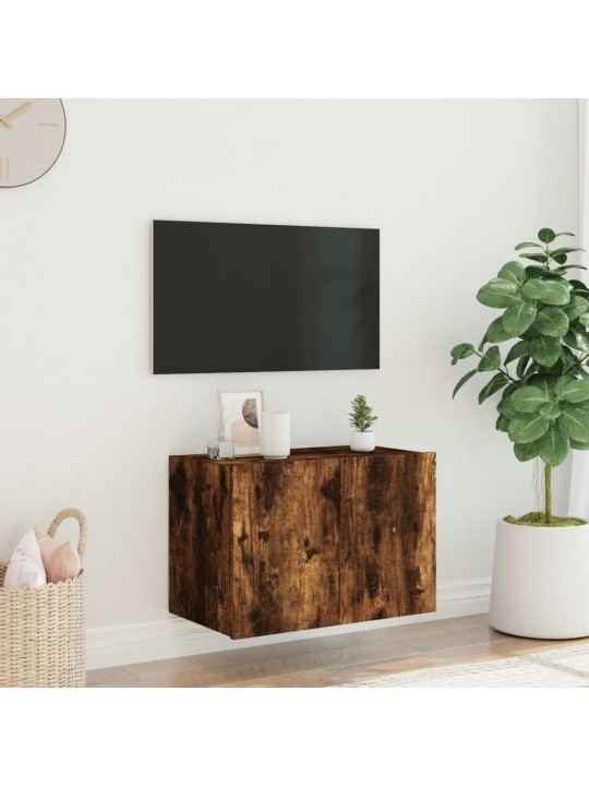 Nástěnná TV skříňka s LED osvětlením kouřový dub 60x35x41 cm