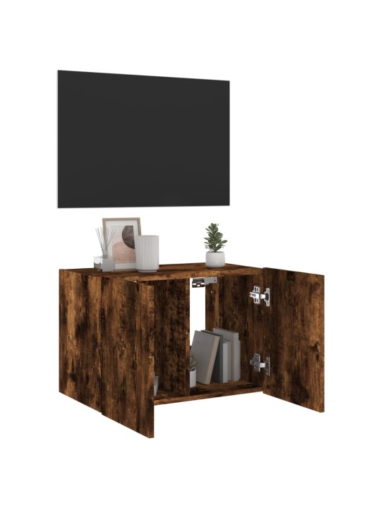 Nástěnná TV skříňka s LED osvětlením kouřový dub 60x35x41 cm