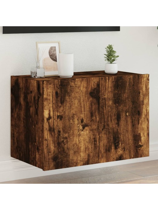 Nástěnná TV skříňka s LED osvětlením kouřový dub 60x35x41 cm