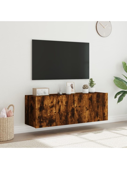 Nástěnné TV skříňky s LED 2 ks kouřový dub 60 x 35 x 41 cm