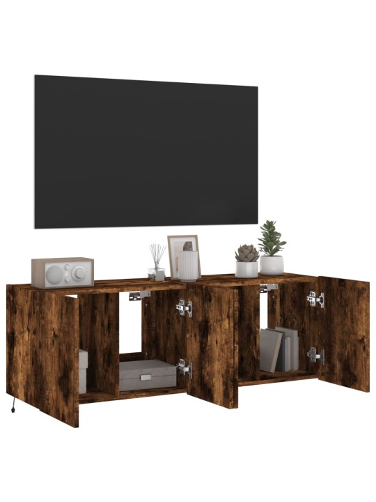 Nástěnné TV skříňky s LED 2 ks kouřový dub 60 x 35 x 41 cm