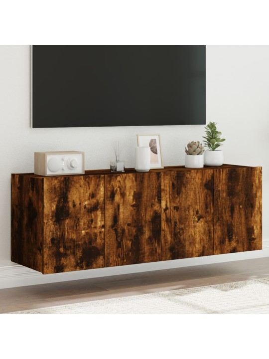 Nástěnné TV skříňky s LED 2 ks kouřový dub 60 x 35 x 41 cm