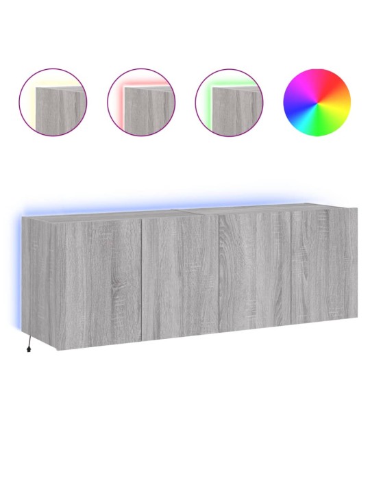 Nástěnné TV skříňky s LED 2 ks šedé sonoma 60 x 35 x 41 cm