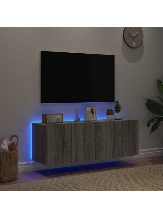 Nástěnné TV skříňky s LED 2 ks šedé sonoma 60 x 35 x 41 cm