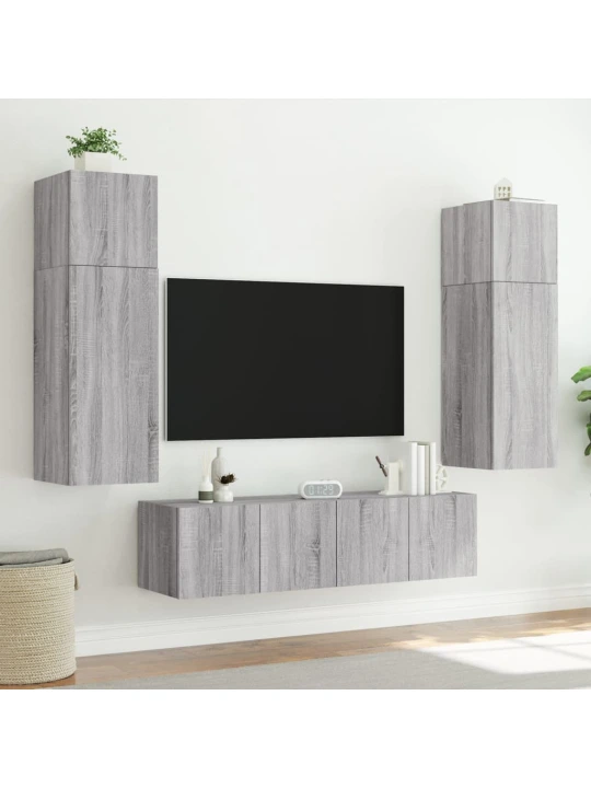 Nástěnné TV skříňky s LED 2 ks šedé sonoma 60 x 35 x 41 cm