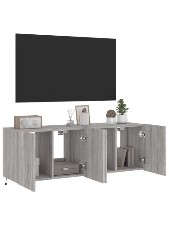 Nástěnné TV skříňky s LED 2 ks šedé sonoma 60 x 35 x 41 cm