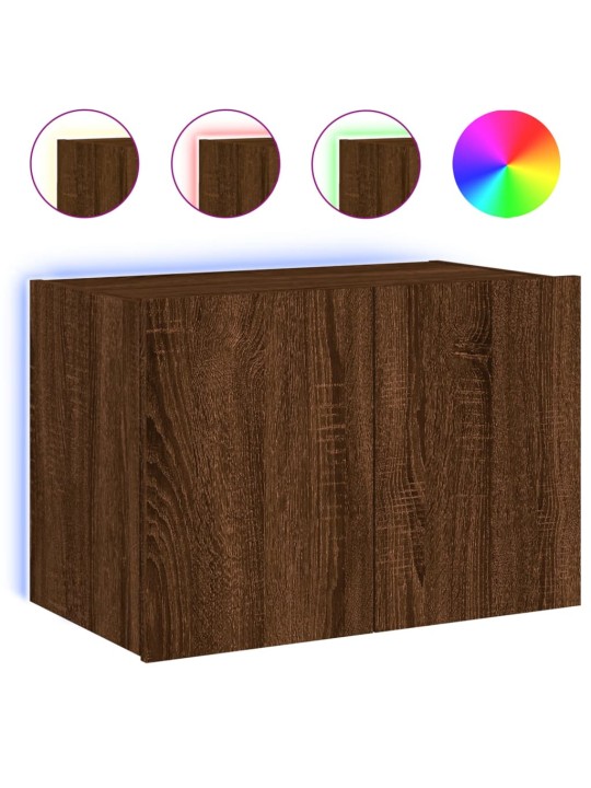Nástěnná TV skříňka s LED osvětlením hnědý dub 60 x 35 x 41 cm