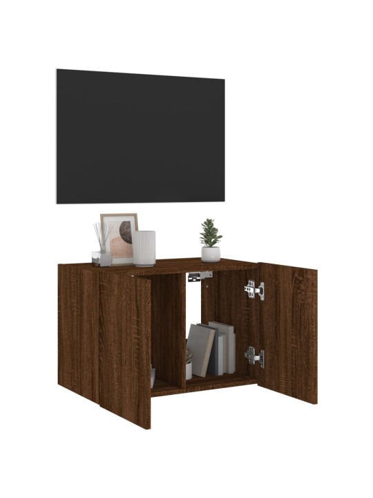 Nástěnná TV skříňka s LED osvětlením hnědý dub 60 x 35 x 41 cm