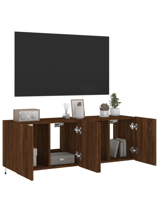 Nástěnné TV skříňky s LED osvětlením 2 ks hnědý dub 60x35x41 cm