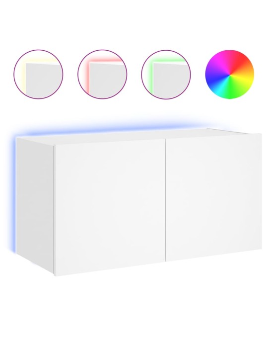 Nástěnná TV skříňka s LED osvětlením bílá 80 x 35 x 41 cm