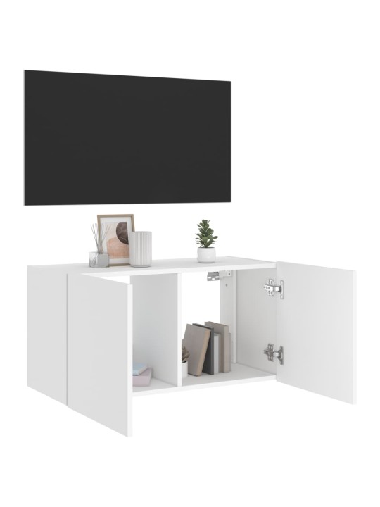 Nástěnná TV skříňka s LED osvětlením bílá 80 x 35 x 41 cm
