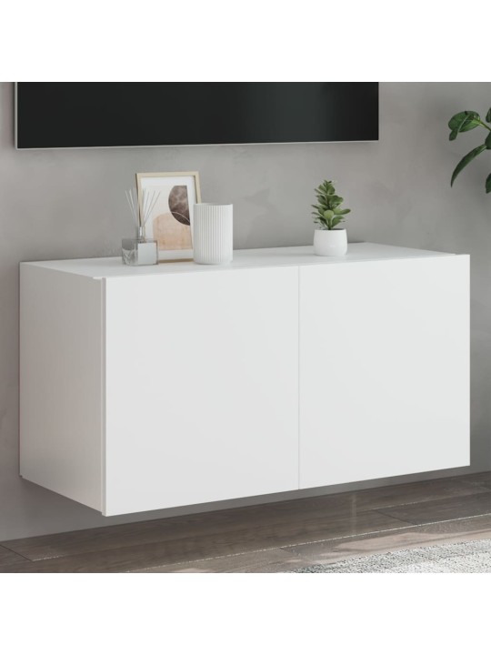 Nástěnná TV skříňka s LED osvětlením bílá 80 x 35 x 41 cm