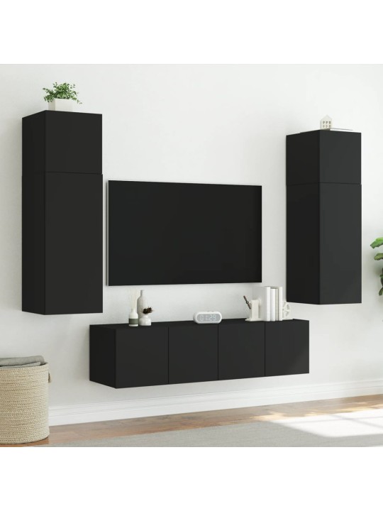 Nástěnná TV skříňka s LED osvětlením černá 80 x 35 x 41 cm