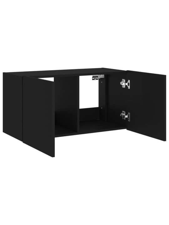 Nástěnná TV skříňka s LED osvětlením černá 80 x 35 x 41 cm