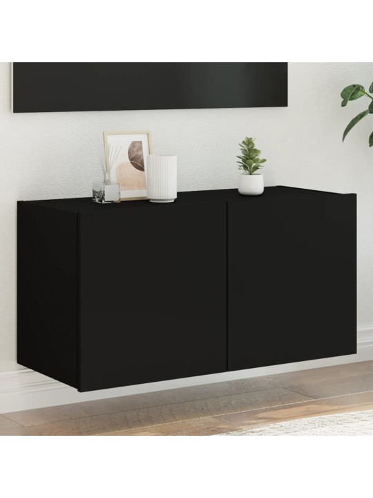 Nástěnná TV skříňka s LED osvětlením černá 80 x 35 x 41 cm