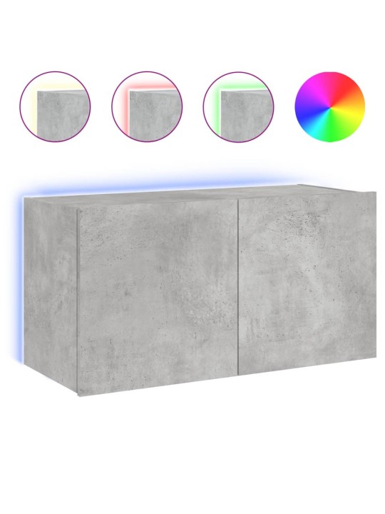 Nástěnná TV skříňka s LED osvětlením betonově šedá 80x35x41 cm