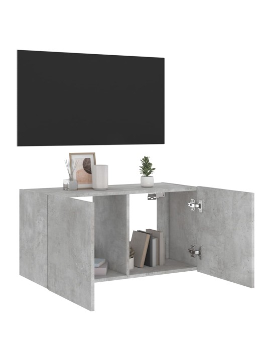 Nástěnná TV skříňka s LED osvětlením betonově šedá 80x35x41 cm