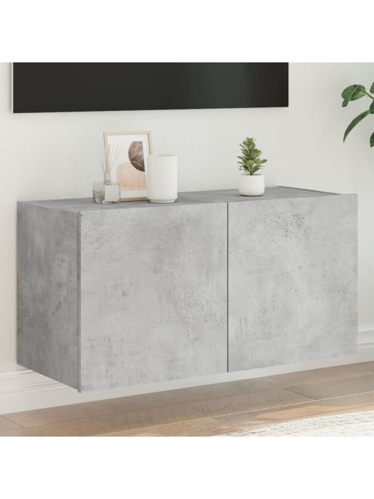 Nástěnná TV skříňka s LED osvětlením betonově šedá 80x35x41 cm