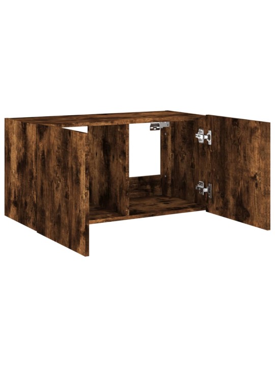 Nástěnná TV skříňka s LED osvětlením kouřový dub 80x35x41 cm