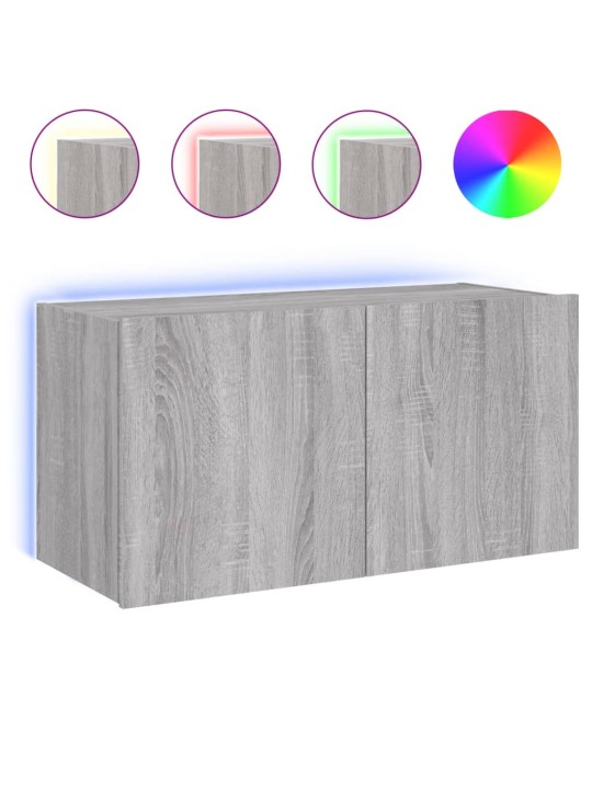 Nástěnná TV skříňka s LED osvětlením šedá sonoma 80x35x41 cm