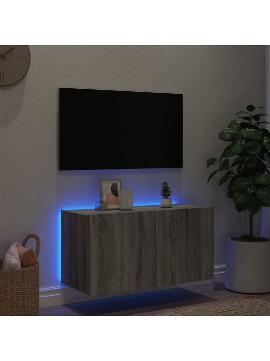 Nástěnná TV skříňka s LED osvětlením šedá sonoma 80x35x41 cm