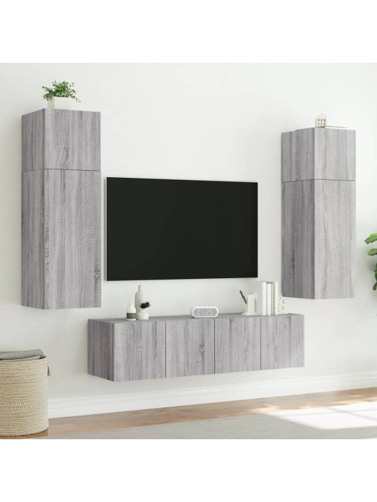 Nástěnná TV skříňka s LED osvětlením šedá sonoma 80x35x41 cm